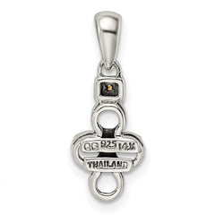 Sterling Silver Antiqued w/14k 4-stone w/Diamond Mother's Pendant QMPD37_4--6