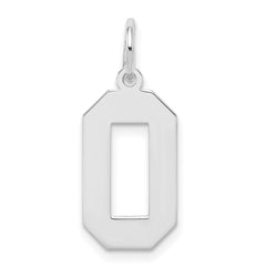 Sterling Silver/Rhodium-plated Polished Number 0 Charm QMS00