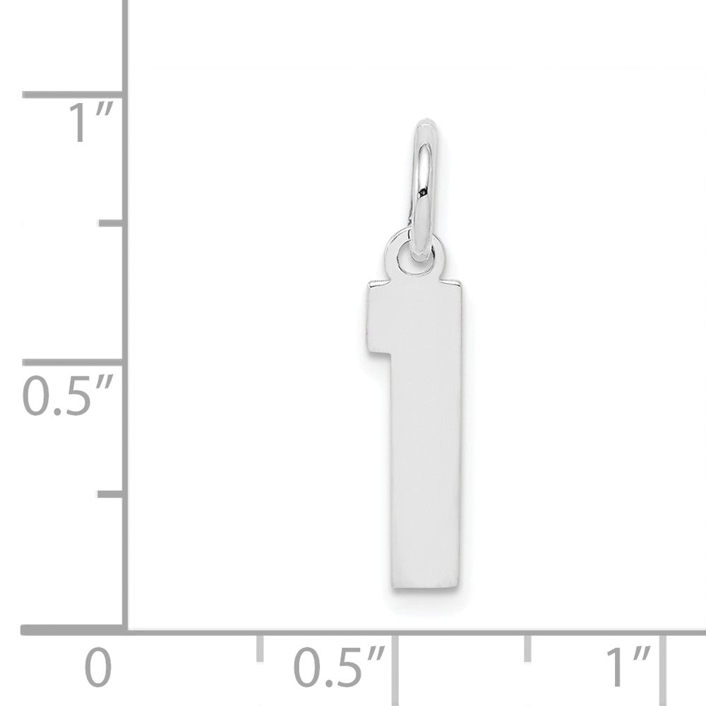 Sterling Silver/Rhodium-plated Polished Number 1 Charm QMS01