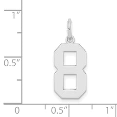 Sterling Silver/Rhodium-plated Polished Number 8 Charm QMS08