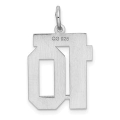 Sterling/Silver Rhodium-plated Polished Number 10 Charm QMS10