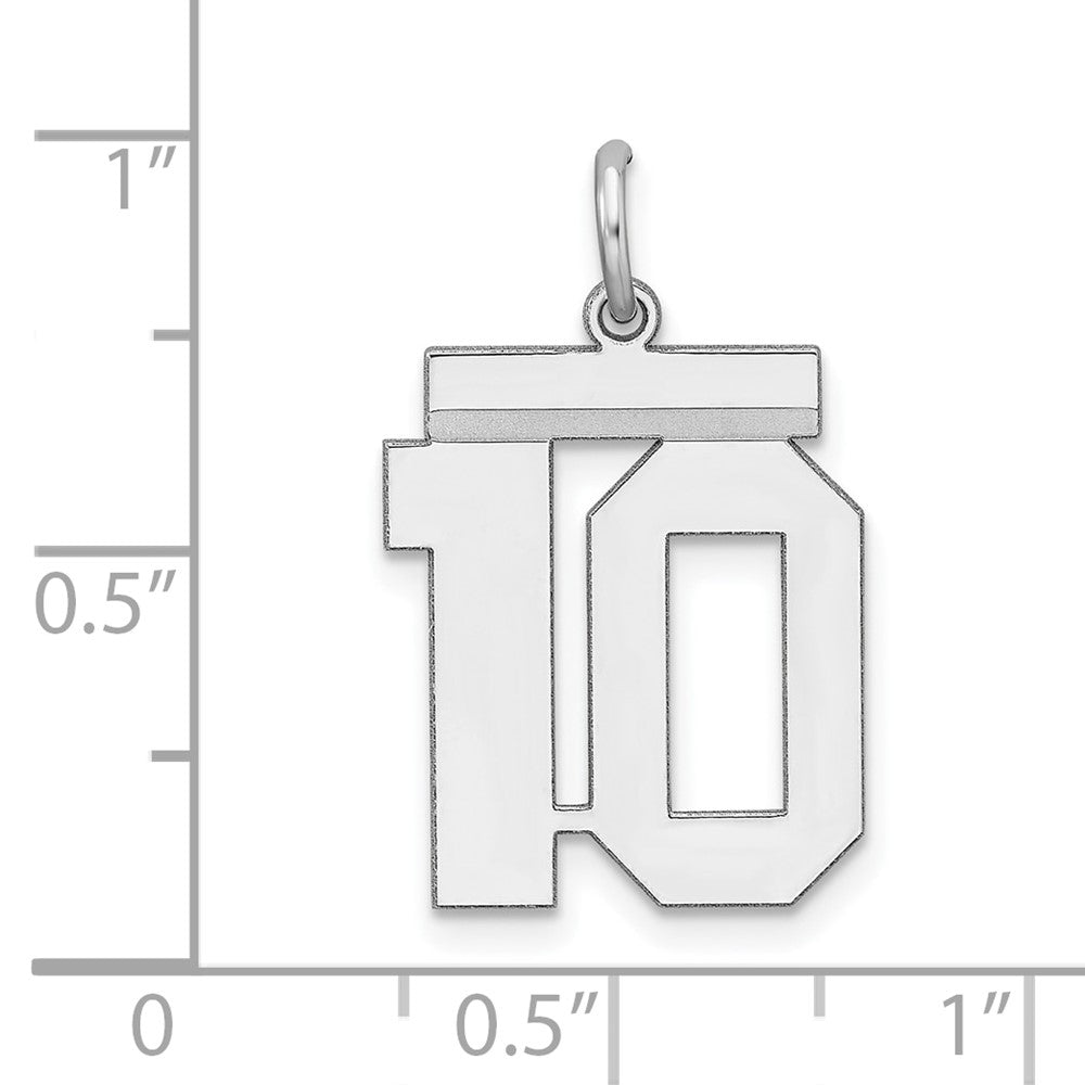 Sterling/Silver Rhodium-plated Polished Number 10 Charm QMS10