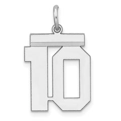 Sterling/Silver Rhodium-plated Polished Number 10 Charm QMS10