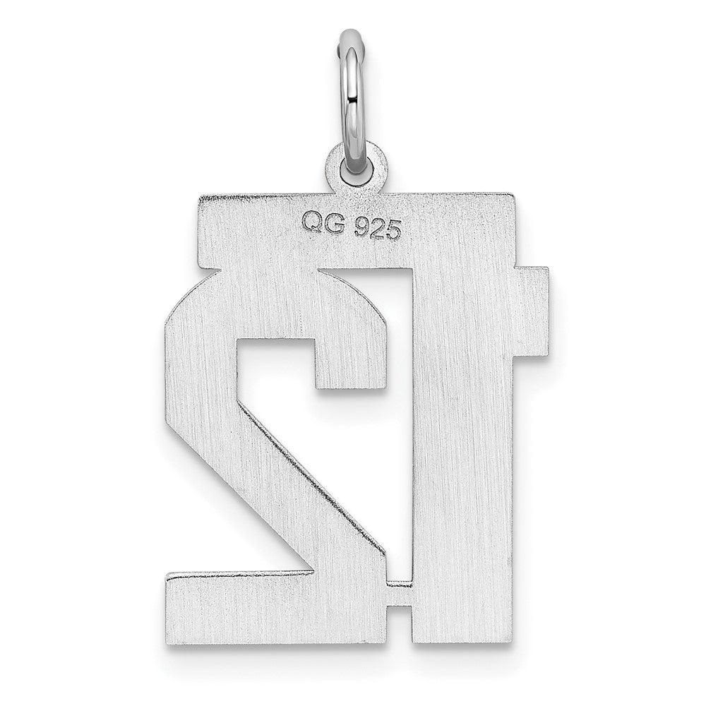 Sterling/Silver Rhodium-plated Polished Number 12 Charm QMS12