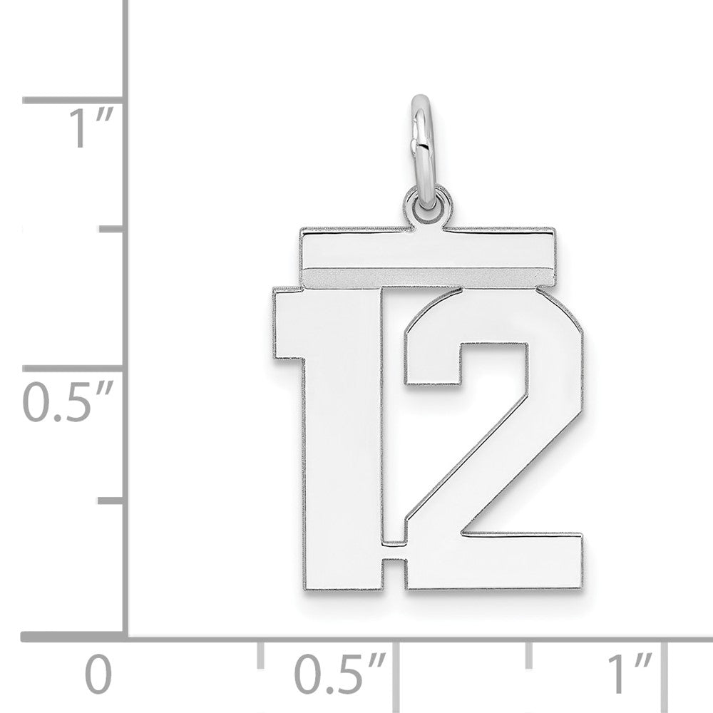 Sterling/Silver Rhodium-plated Polished Number 12 Charm QMS12