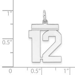 Sterling/Silver Rhodium-plated Polished Number 12 Charm QMS12