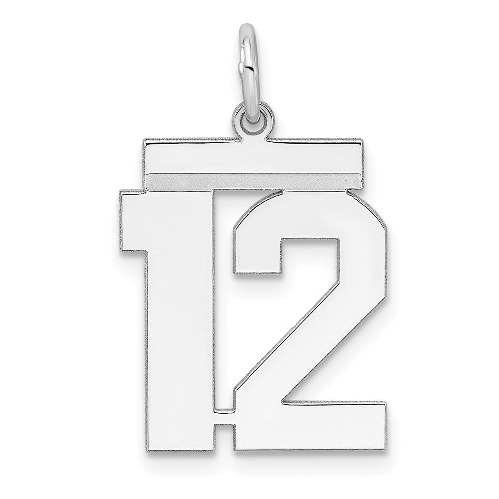 Sterling/Silver Rhodium-plated Polished Number 12 Charm QMS12