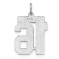 Sterling/Silver Rhodium-plated Polished Number 16 Charm QMS16
