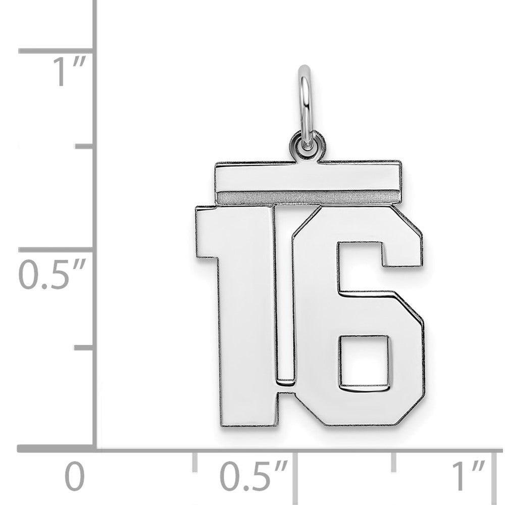 Sterling/Silver Rhodium-plated Polished Number 16 Charm QMS16