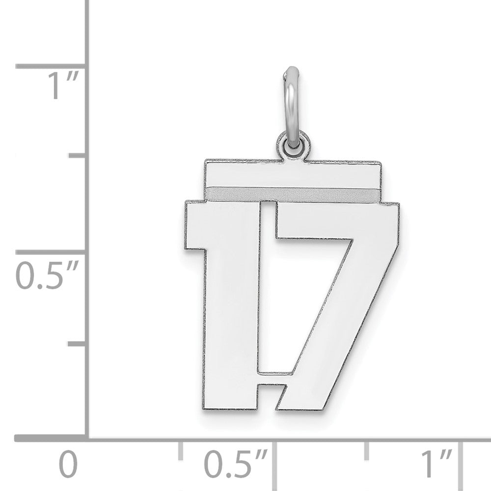 Sterling/Silver Rhodium-plated Polished Number 17 Charm QMS17