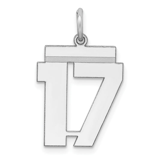 Sterling/Silver Rhodium-plated Polished Number 17 Charm QMS17