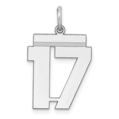 Sterling/Silver Rhodium-plated Polished Number 17 Charm QMS17