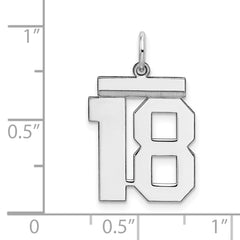 Sterling/Silver Rhodium-plated Polished Number 18 Charm QMS18