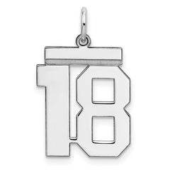 Sterling/Silver Rhodium-plated Polished Number 18 Charm QMS18