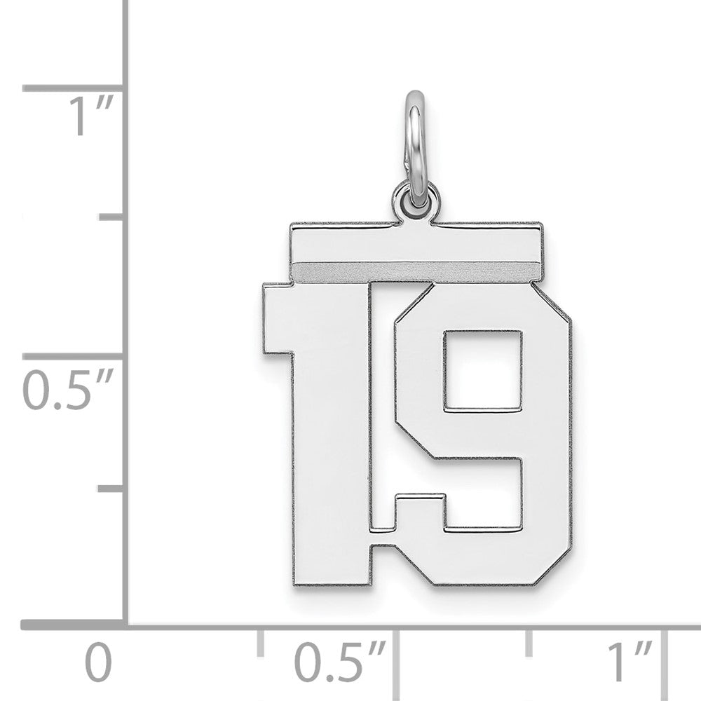 Sterling/Silver Rhodium-plated Polished Number 19 Charm QMS19