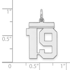 Sterling/Silver Rhodium-plated Polished Number 19 Charm QMS19