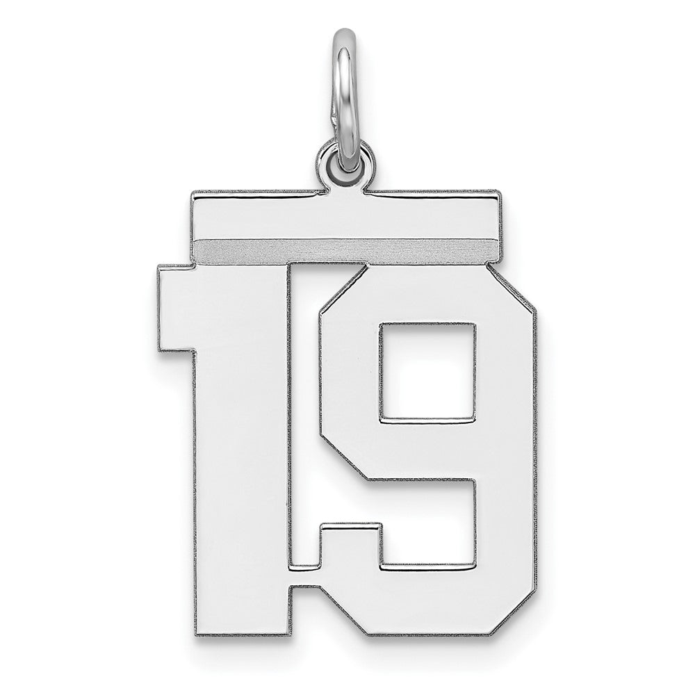 Sterling/Silver Rhodium-plated Polished Number 19 Charm QMS19