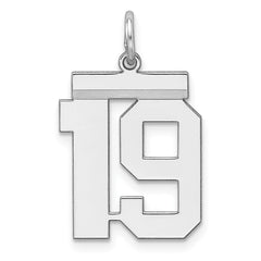 Sterling/Silver Rhodium-plated Polished Number 19 Charm QMS19