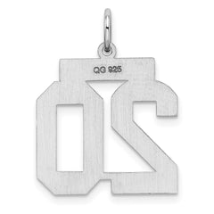 Sterling/Silver Rhodium-plated Polished Number 20 Charm QMS20