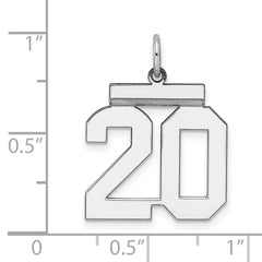 Sterling/Silver Rhodium-plated Polished Number 20 Charm QMS20