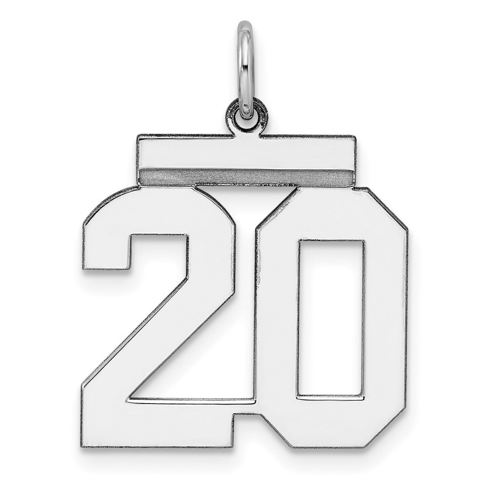 Sterling/Silver Rhodium-plated Polished Number 20 Charm QMS20