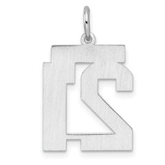 Sterling/Silver Rhodium-plated Polished Number 21 Charm QMS21