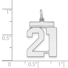 Sterling/Silver Rhodium-plated Polished Number 21 Charm QMS21