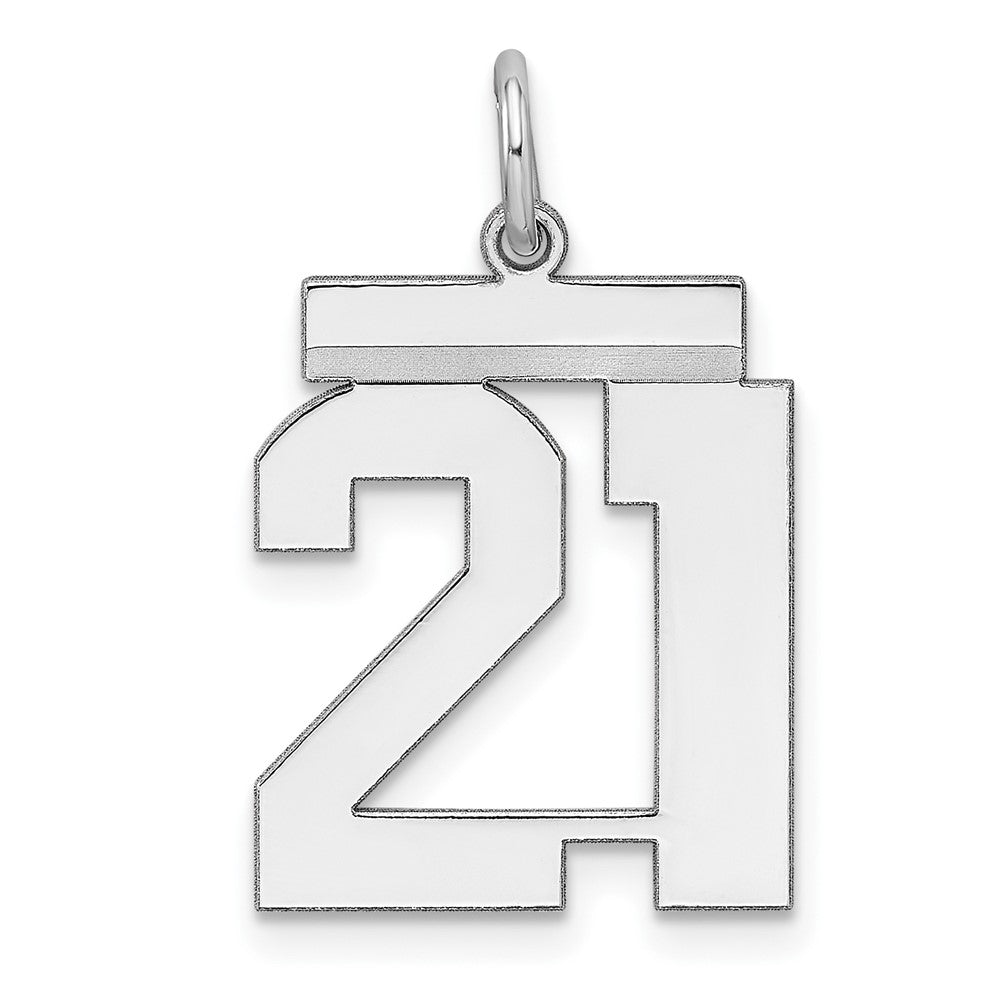 Sterling/Silver Rhodium-plated Polished Number 21 Charm QMS21