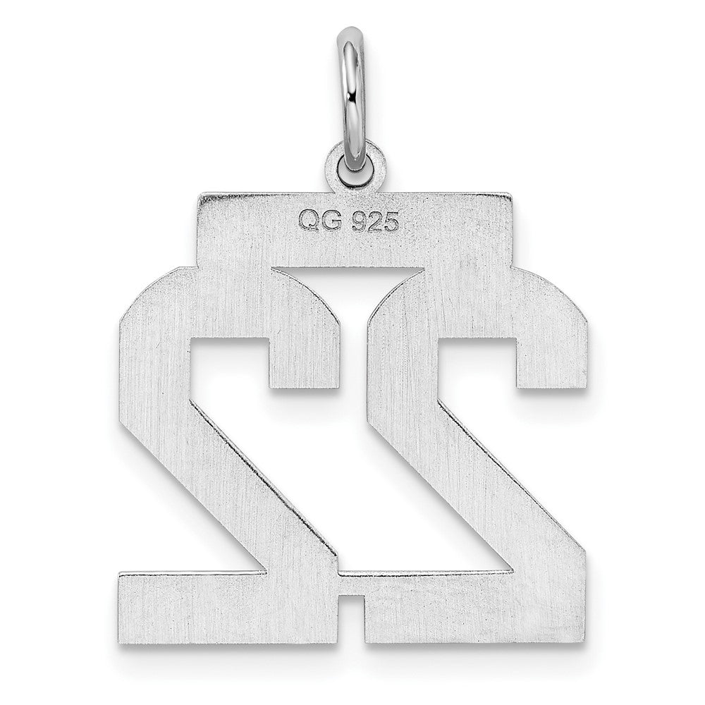 Sterling/Silver Rhodium-plated Polished Number 22 Charm QMS22