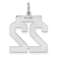 Sterling/Silver Rhodium-plated Polished Number 22 Charm QMS22