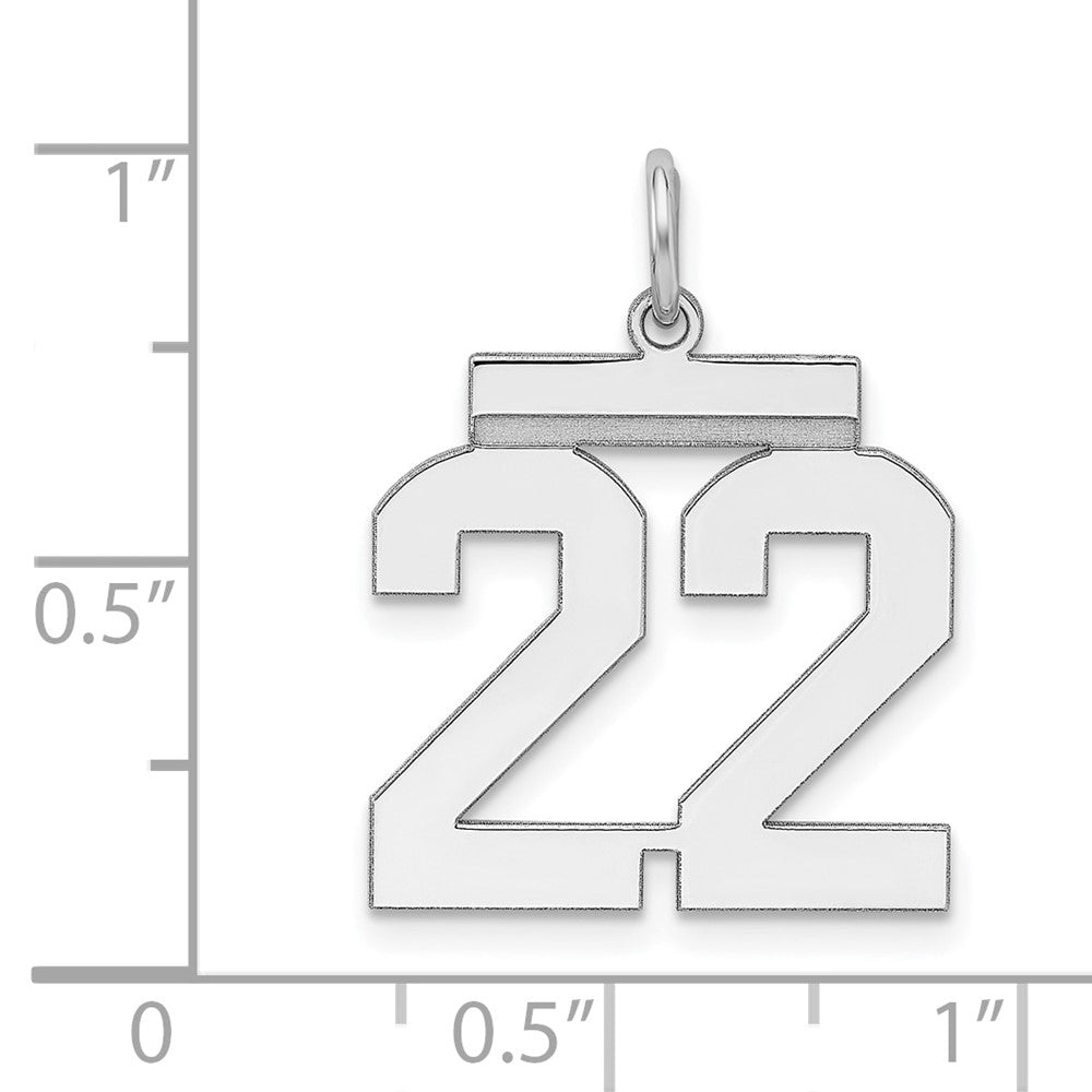 Sterling/Silver Rhodium-plated Polished Number 22 Charm QMS22