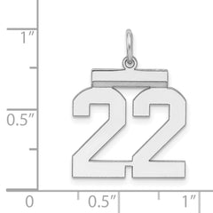 Sterling/Silver Rhodium-plated Polished Number 22 Charm QMS22