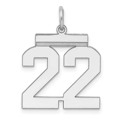 Sterling/Silver Rhodium-plated Polished Number 22 Charm QMS22