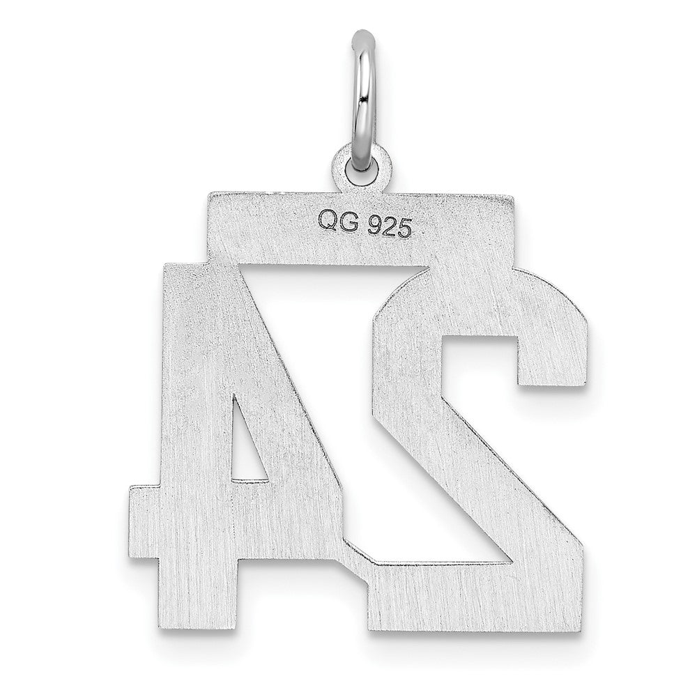 Sterling/Silver Rhodium-plated Polished Number 24 Charm QMS24