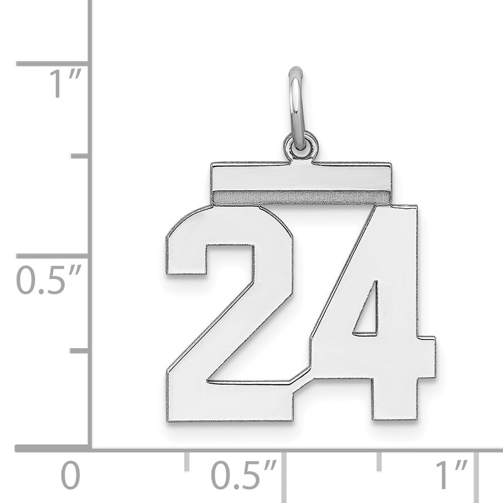 Sterling/Silver Rhodium-plated Polished Number 24 Charm QMS24