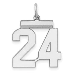 Sterling/Silver Rhodium-plated Polished Number 24 Charm QMS24