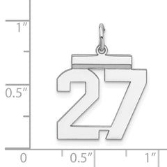 Sterling/Silver Rhodium-plated Polished Number 27 Charm QMS27