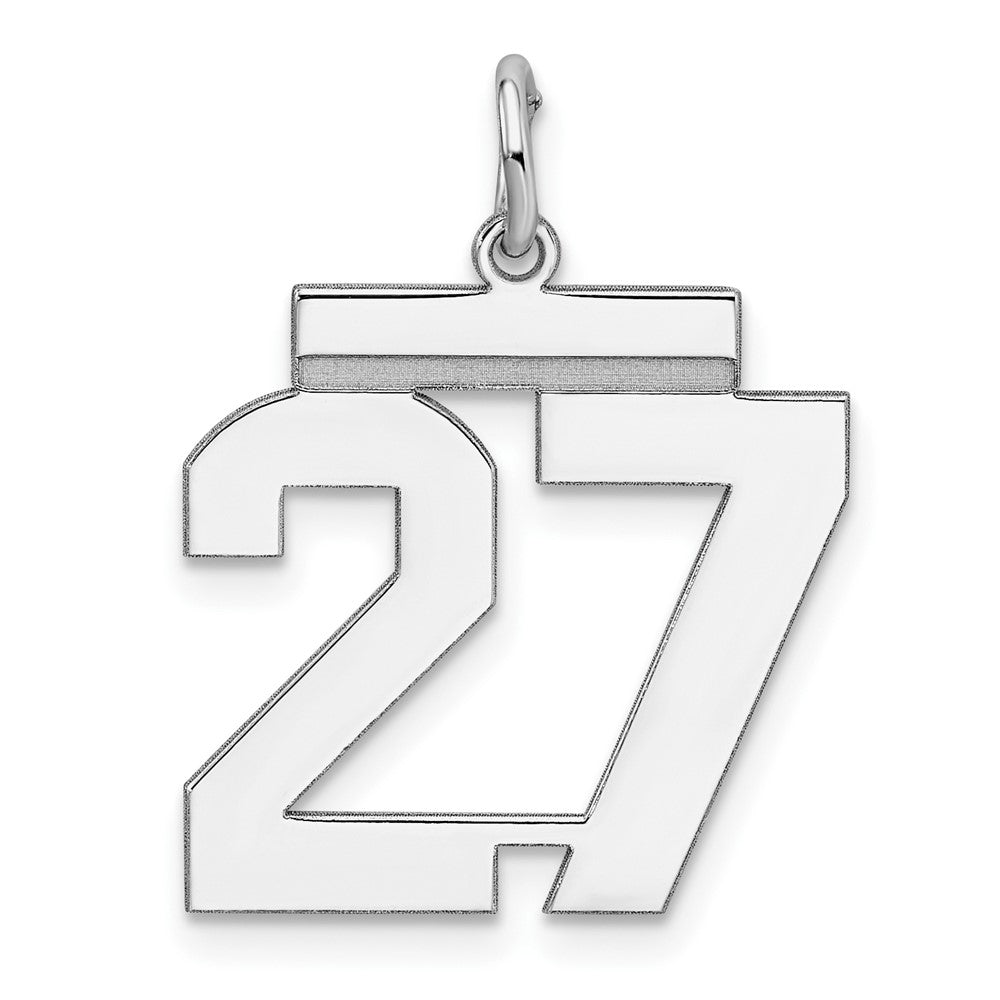 Sterling/Silver Rhodium-plated Polished Number 27 Charm QMS27
