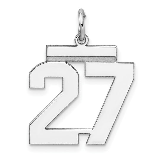 Sterling/Silver Rhodium-plated Polished Number 27 Charm QMS27