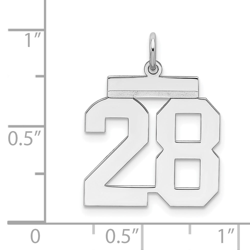 Sterling/Silver Rhodium-plated Polished Number 28 Charm QMS28