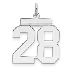 Sterling/Silver Rhodium-plated Polished Number 28 Charm QMS28