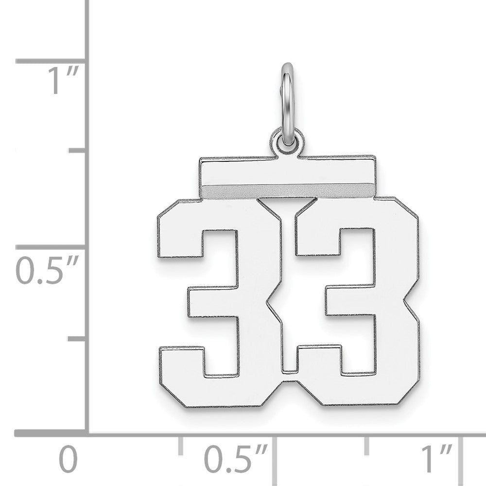 Sterling/Silver Rhodium-plated Polished Number 33 Charm QMS33