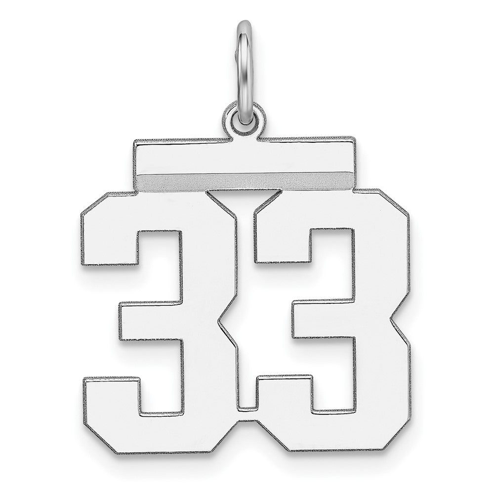 Sterling/Silver Rhodium-plated Polished Number 33 Charm QMS33