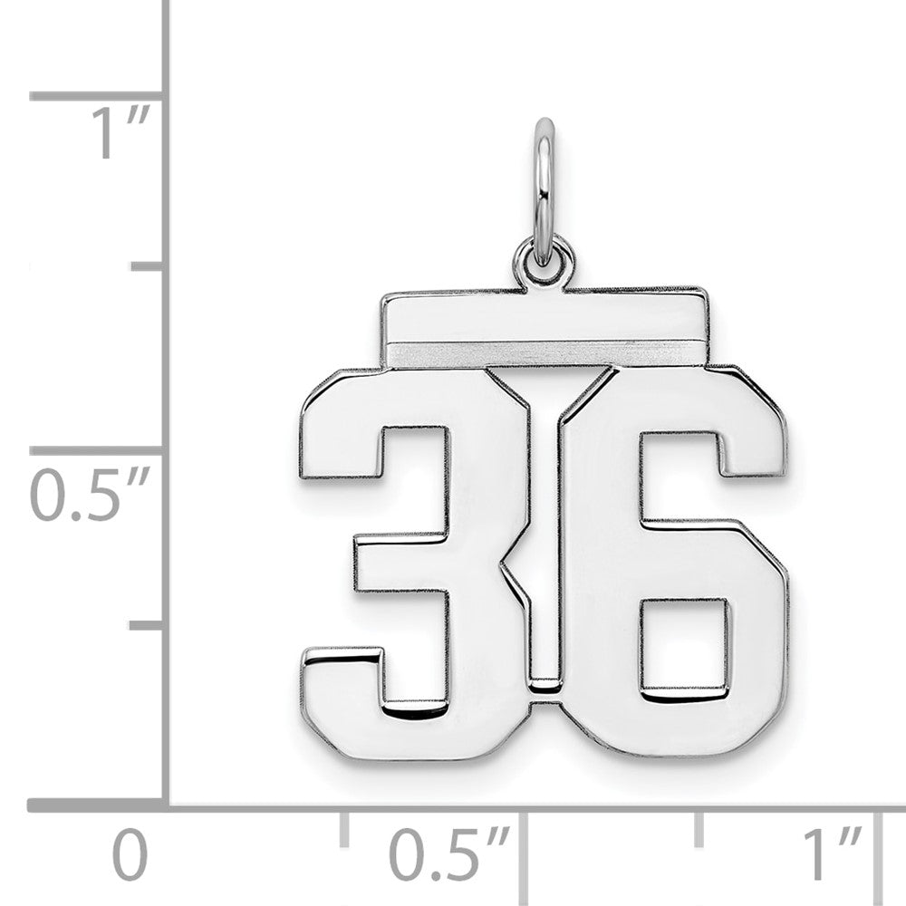 Sterling/Silver Rhodium-plated Polished Number 36 Charm QMS36
