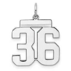 Sterling/Silver Rhodium-plated Polished Number 36 Charm QMS36
