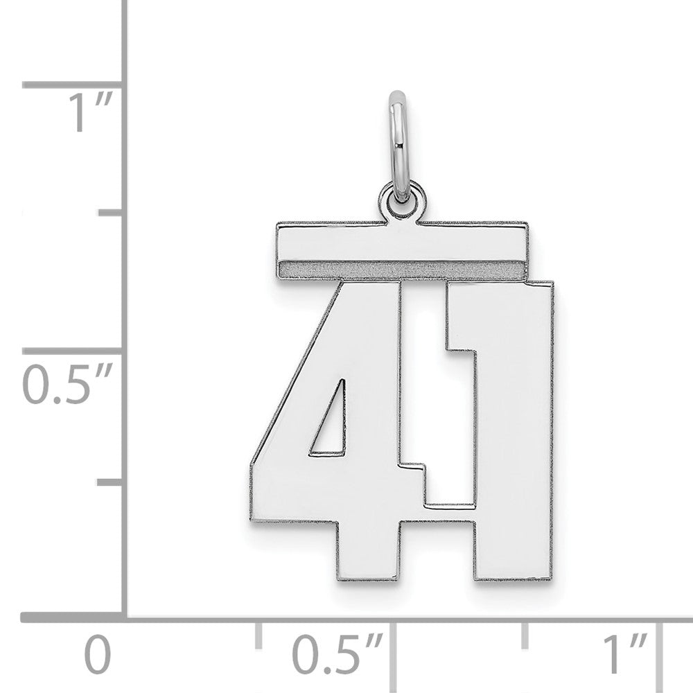 Sterling/Silver Rhodium-plated Polished Number 41 Charm QMS41