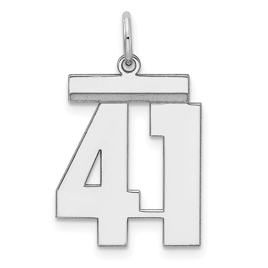 Sterling/Silver Rhodium-plated Polished Number 41 Charm QMS41