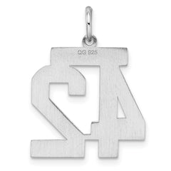 Sterling/Silver Rhodium-plated Polished Number 42 Charm QMS42