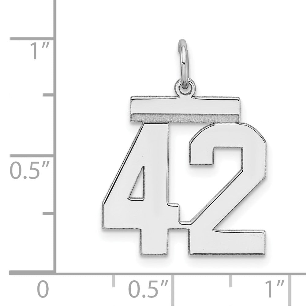 Sterling/Silver Rhodium-plated Polished Number 42 Charm QMS42