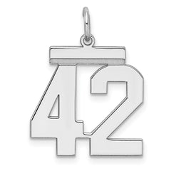 Sterling/Silver Rhodium-plated Polished Number 42 Charm QMS42